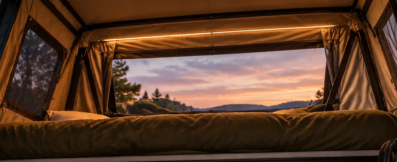 The sleeping level under the raised roof.
